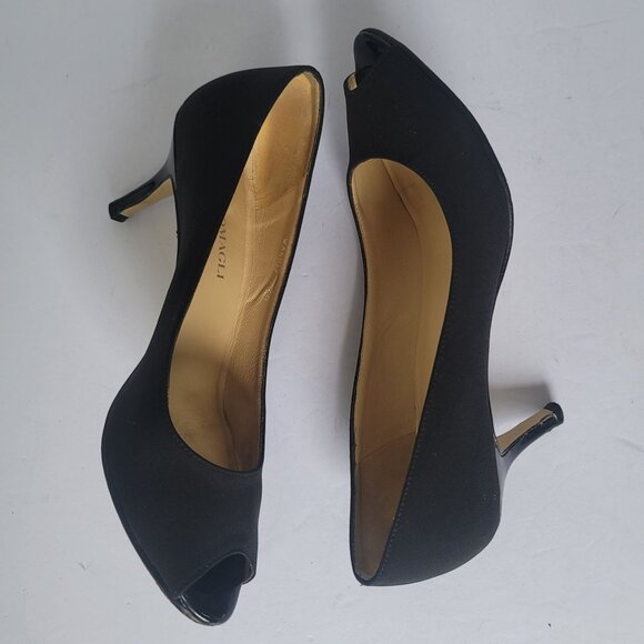 Bruno Magli Black Peep Toe Kitten Heel Pumps. Size 7.5B - Picture 6 of 9